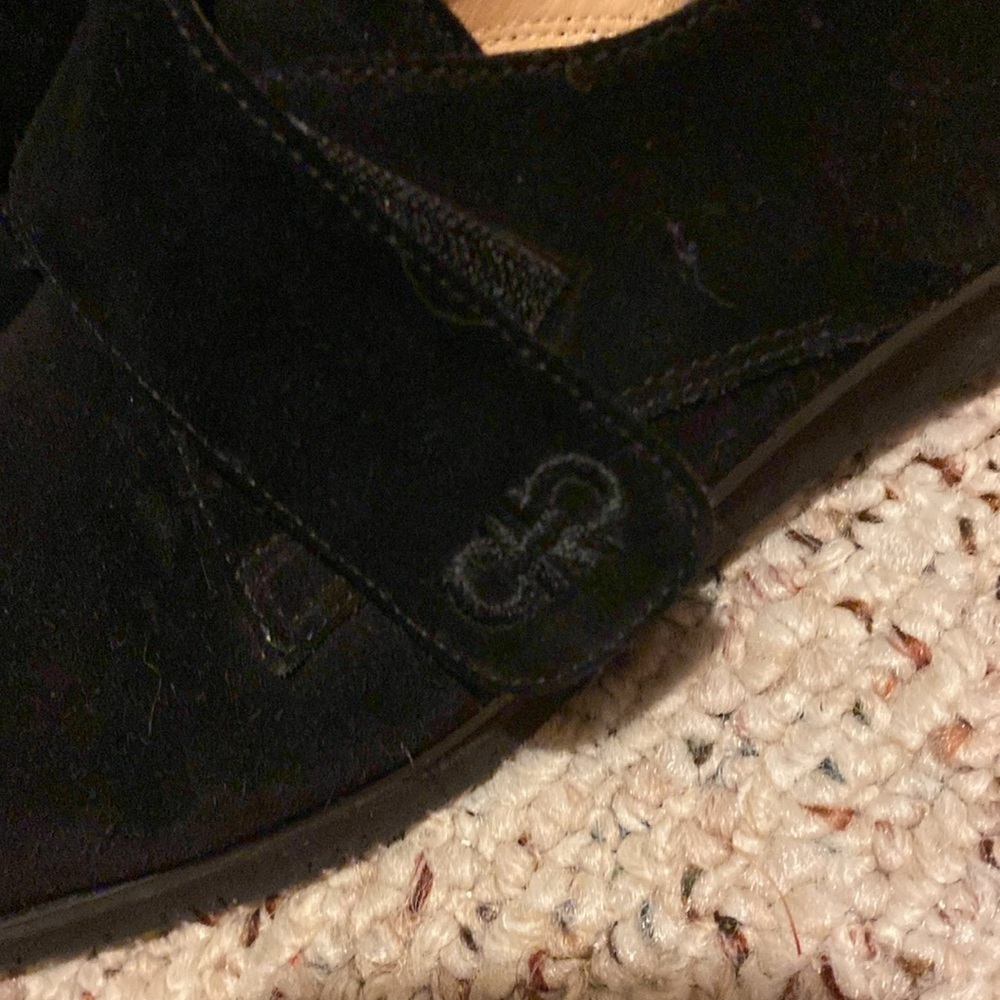Salvatore  Ferragamo Black Suede Slip on Velcro closure  8.5AAA PERFECT - Picture 2 of 5